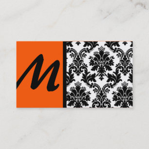 Cartes de visite Black Orange Damask