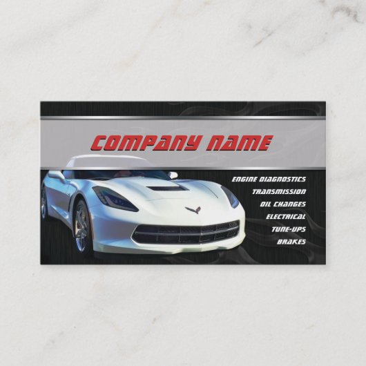 Cartes de visite blancs de Corvette (Devant)