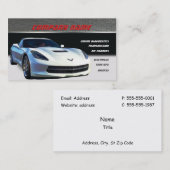Cartes de visite blancs de Corvette (Devant / Derrière)