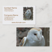Cartes de visite blancs de hibou de grange (Devant / Derrière)