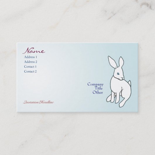 Cartes de visite blancs de lapin (Devant)