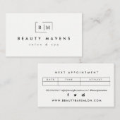 Cartes de visite blancs élégants de rendez-vous (Devant / Derrière)
