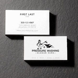 Cartes de visite blancs lave-pression noir personn
