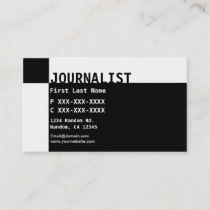Cartes de visite blancs noirs de journaliste