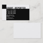 Cartes de visite blancs noirs de sténographe (Devant / Derrière)