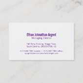 Cartes de visite blancs pourpres professionnels (Dos)