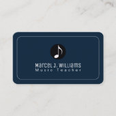 Cartes de visite bleu foncé avec note de musique (Devant)
