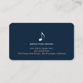 Cartes de visite bleu foncé avec note de musique (Dos)