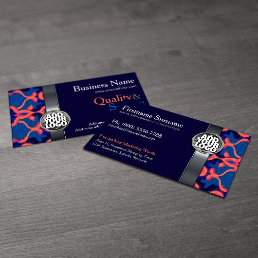 Cartes de visite Bleu + Orange avec logo