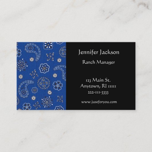 Cartes de visite bleus de Bandana (Devant)