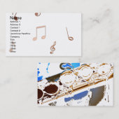 cartes de visite bleus de cuivre de flut de notes (Devant / Derrière)
