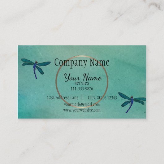 Cartes de visite bleus de libellule (Dos)