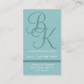 Cartes de visite bleus de monogrammes de (Dos)