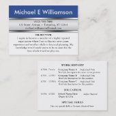 Cartes de visite bleus de RÉSUMÉ d'en-tête (Devant / Derrière)