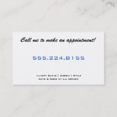 Cartes de visite bleus de toilettage d'animal (Dos)