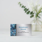 Cartes de visite bleus de tuiles de mosaïque (Debout devant)