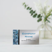 Cartes de visite bleus de tuiles de mosaïque (Debout devant)