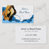 Cartes de visite bleus d'expression de guitare (Devant / Derrière)