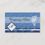 Cartes de visite bleus élégants de rose blanc de (Dos)