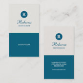 Cartes de visite bleus et crèmes simples de (Devant / Derrière)