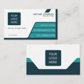 Cartes de visite bleus et vert-foncé turquoises (Devant / Derrière)