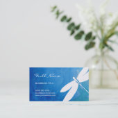 Cartes de visite bleus et verts de libellule (Debout devant)