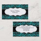 Cartes de visite bleus turquoises de damassé de (Devant / Derrière)