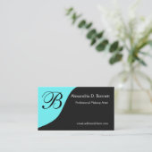 Cartes de visite bleus turquoises de monogramme (Debout devant)