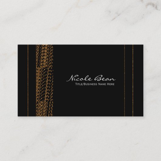 Cartes de visite Bokeh Glam noir et or chic (Devant)
