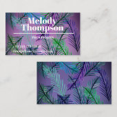 Cartes de visite botaniques modernes, violet (Devant / Derrière)