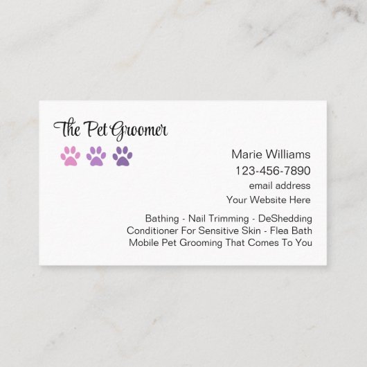 Cartes de visite branchés pour animaux de compagni (Dos)