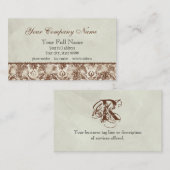 Cartes de visite Brown de Fleur di Lys Damask (Devant / Derrière)