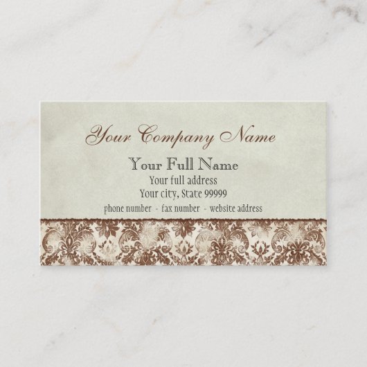 Cartes de visite Brown de Fleur di Lys Damask (Devant)