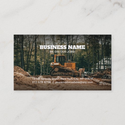 Cartes de visite Bulldozer personnalisables (Devant)