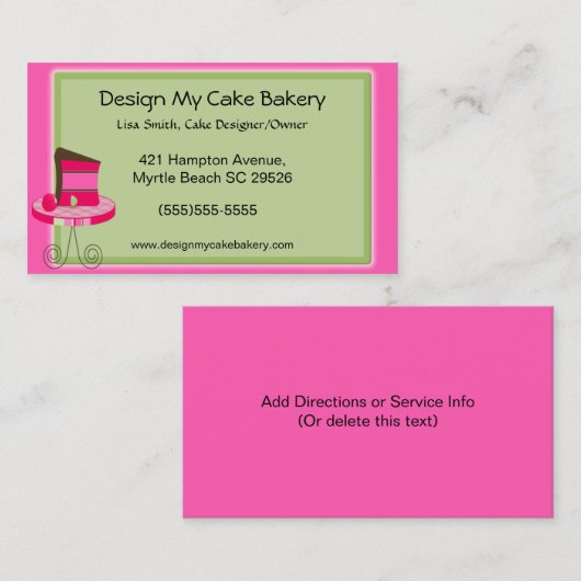 Cartes de visite Cake Baker (Devant / Derrière)