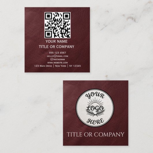 Cartes de visite carrées modernes, Code QR (Devant / Derrière)