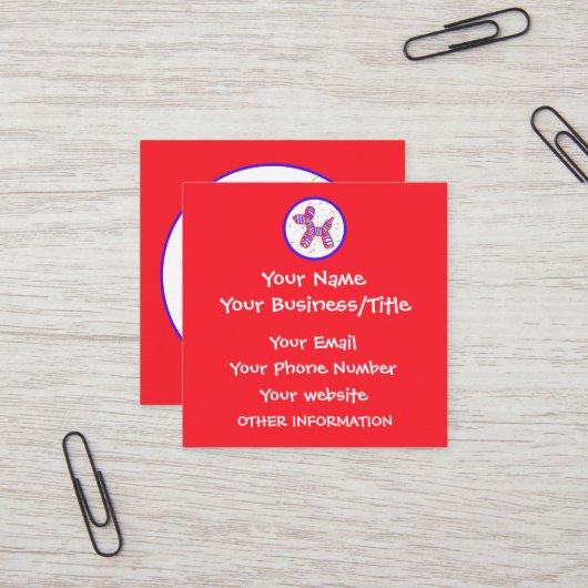 Cartes de visite Carrés du chien de ballon rouge v (Devant/Arrière en situation)