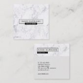 Cartes de visite carrés gris-clair de marbre (Devant / Derrière)