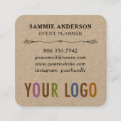 Cartes de visite Carrés Kraft avec angles arrondis (Devant)