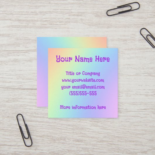 Cartes de visite Carrés Rainbow Gradient (Devant/Arrière en situation)
