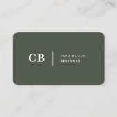 Cartes de visite | Carte de monogramme moderne ver (Devant)