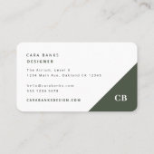 Cartes de visite | Carte de monogramme moderne ver (Dos)