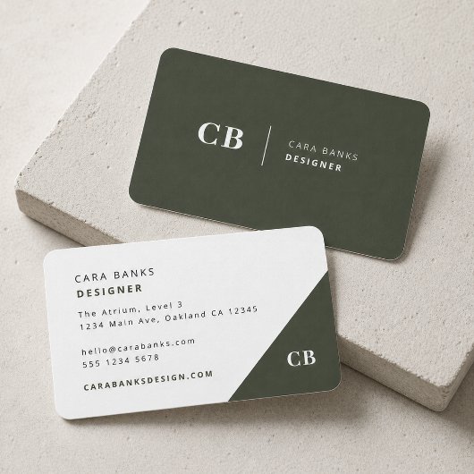Cartes de visite | Carte de monogramme moderne ver