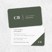 Cartes de visite | Carte de monogramme moderne ver
