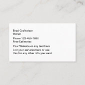 Cartes de visite charpentiers (Dos)