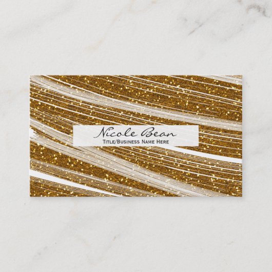Cartes de visite chic blanches et paillettes scint (Devant)