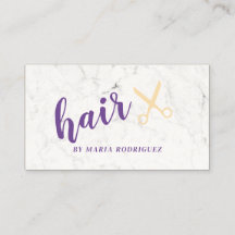 Cartes de visite chic de coiffeur avec marbre blan