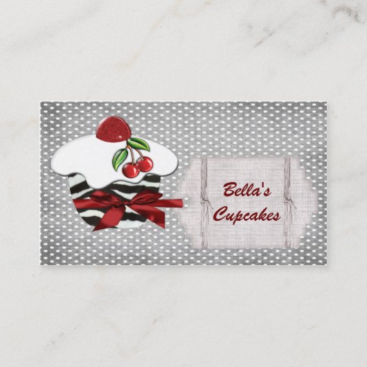 cartes de visite chic de cupcake rouge (Devant)