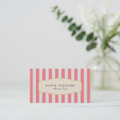 Cartes de visite Chic Pink Stripes (Debout devant)