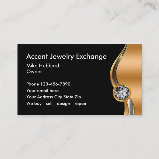 Cartes de visite chics de bijoux (Devant)